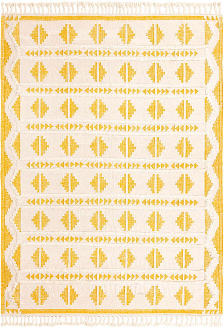Yellow and White 10' x 14' 1 Mesa Rectangle Area Rug 100% Wool Geometric All Natural Carpet for Living, Dining, Office, Bedrooms, Dorms, Kitchens for Sale at Rug Engine