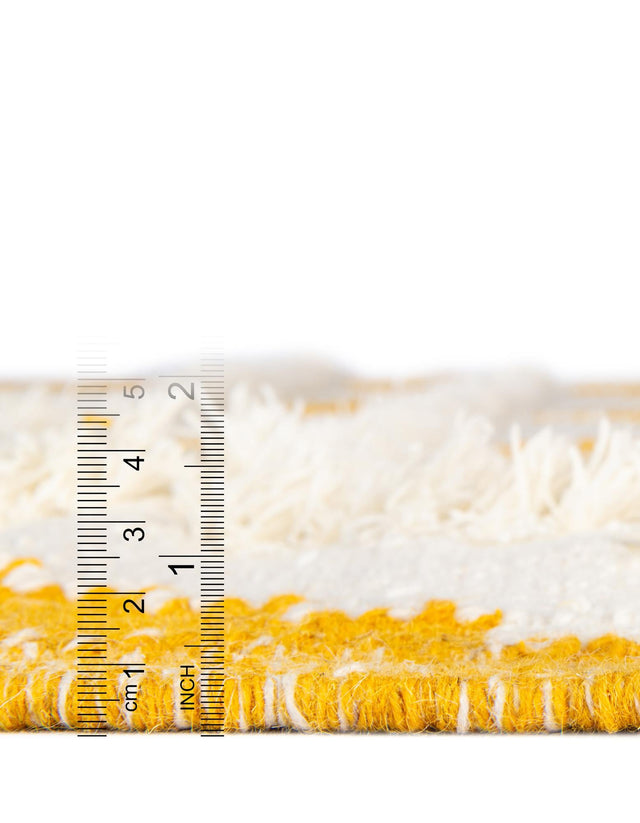 Yellow and White 8' x 8' Mesa Square Area Rug 100% Wool Geometric All Natural Carpet for Living, Dining, Office, Bedrooms, Dorms, Kitchens for Sale at Rug Engine