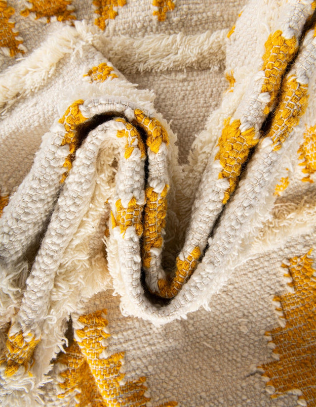 Yellow and White 10' x 10' Mesa Square Area Rug 100% Wool Geometric All Natural Carpet for Living, Dining, Office, Bedrooms, Dorms, Kitchens for Sale at Rug Engine