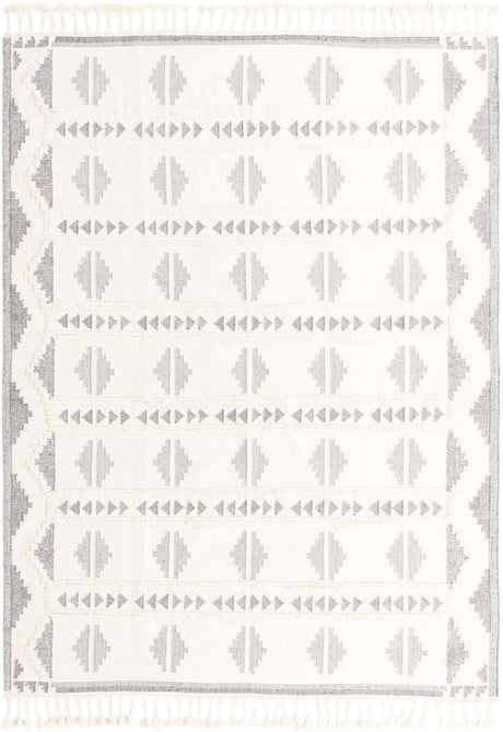 Gray and White 9' x 12' Mesa Rectangle Area Rug 100% Wool Geometric All Natural Carpet for Living, Dining, Office, Bedrooms, Dorms, Kitchens for Sale at Rug Engine