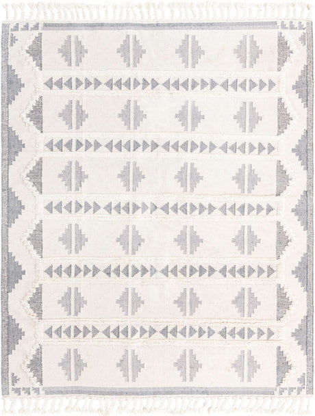 Gray and White 8' x 10' Mesa Rectangle Area Rug 100% Wool Geometric All Natural Carpet for Living, Dining, Office, Bedrooms, Dorms, Kitchens for Sale at Rug Engine