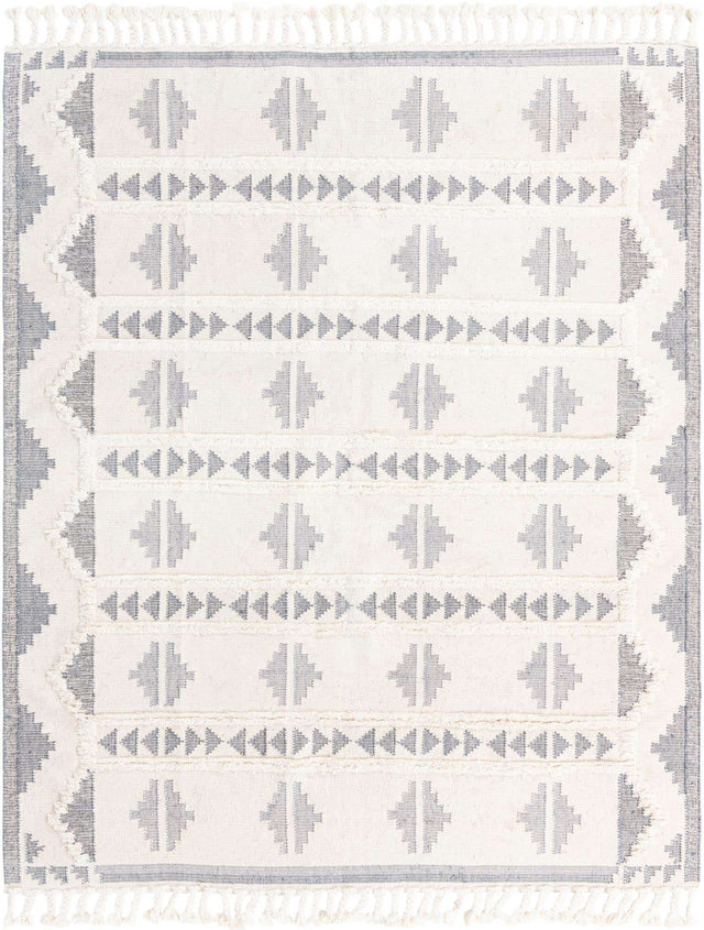 Gray and White 8' x 10' Mesa Rectangle Area Rug 100% Wool Geometric All Natural Carpet for Living, Dining, Office, Bedrooms, Dorms, Kitchens for Sale at Rug Engine