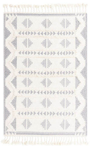 Gray and White 6' 1 x 9' Mesa Rectangle Area Rug 100% Wool Geometric All Natural Carpet for Living, Dining, Office, Bedrooms, Dorms, Kitchens for Sale at Rug Engine