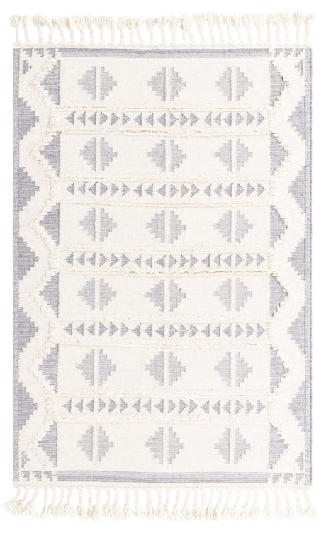 Gray and White 6' 1 x 9' Mesa Rectangle Area Rug 100% Wool Geometric All Natural Carpet for Living, Dining, Office, Bedrooms, Dorms, Kitchens for Sale at Rug Engine