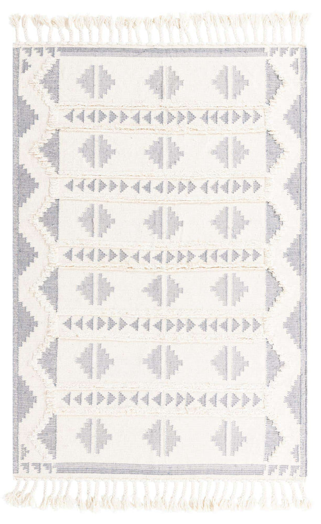 Gray and White 6' 1 x 9' Mesa Rectangle Area Rug 100% Wool Geometric All Natural Carpet for Living, Dining, Office, Bedrooms, Dorms, Kitchens for Sale at Rug Engine