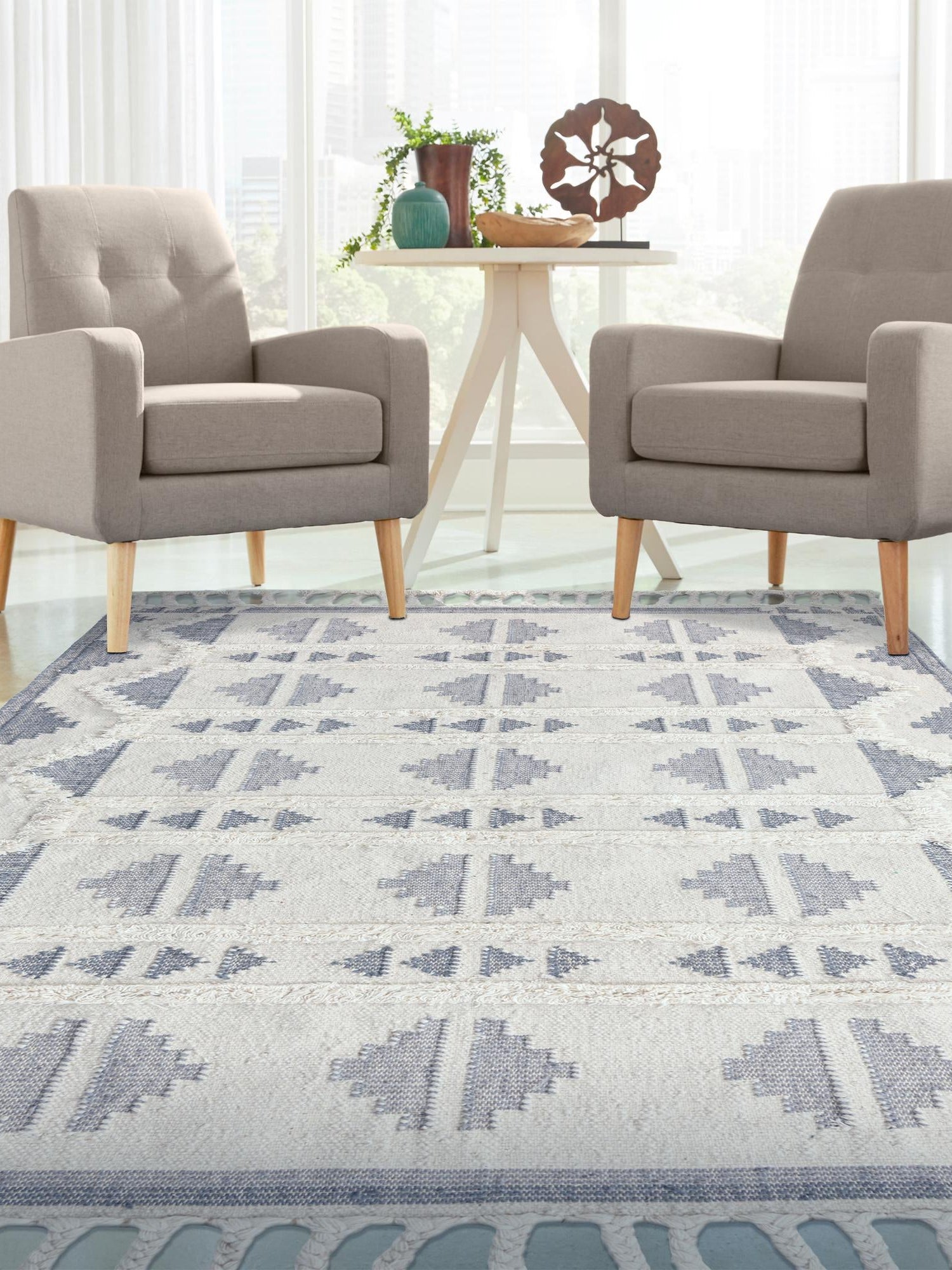 Gray and White 9' x 12' Mesa Rectangle Area Rug 100% Wool Geometric All Natural Carpet for Living, Dining, Office, Bedrooms, Dorms, Kitchens for Sale at Rug Engine