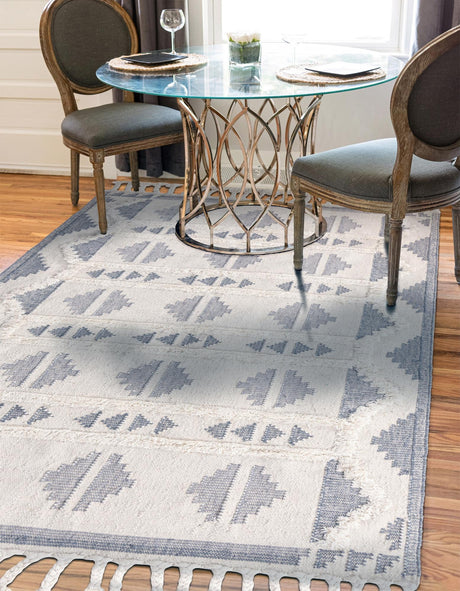 Gray and White 10' x 14' 1 Mesa Rectangle Area Rug 100% Wool Geometric All Natural Carpet for Living, Dining, Office, Bedrooms, Dorms, Kitchens for Sale at Rug Engine