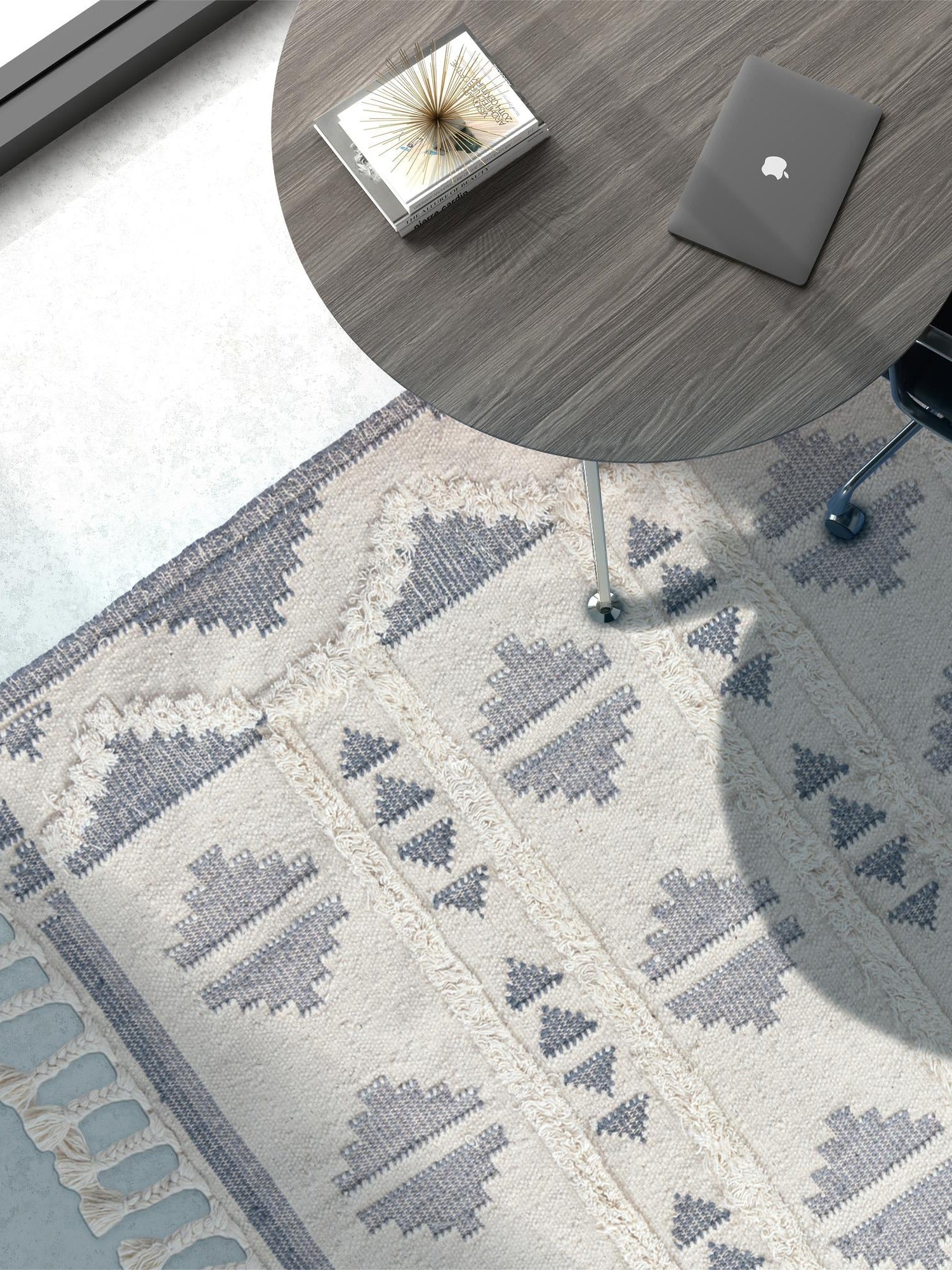 Gray and White 2' x 3' 1 Mesa Rectangle Area Rug 100% Wool Geometric All Natural Carpet for Living, Dining, Office, Bedrooms, Dorms, Kitchens for Sale at Rug Engine