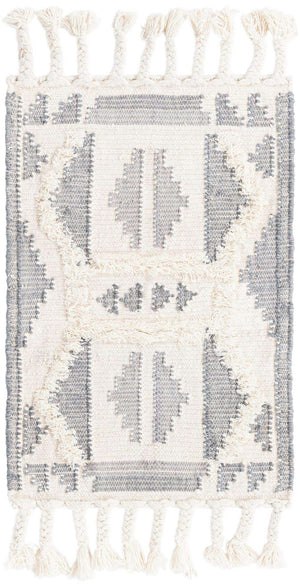 Gray and White 2' x 3' 1 Mesa Rectangle Area Rug 100% Wool Geometric All Natural Carpet for Living, Dining, Office, Bedrooms, Dorms, Kitchens for Sale at Rug Engine