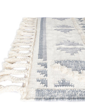 Gray and White 2' 2 x 6' 1 Mesa Runner Area Rug 100% Wool Geometric All Natural Carpet for Living, Dining, Office, Bedrooms, Dorms, Kitchens for Sale at Rug Engine