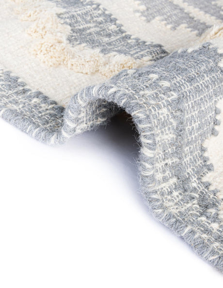 Gray and White 2' 2 x 8' 2 Mesa Runner Area Rug 100% Wool Geometric All Natural Carpet for Living, Dining, Office, Bedrooms, Dorms, Kitchens for Sale at Rug Engine