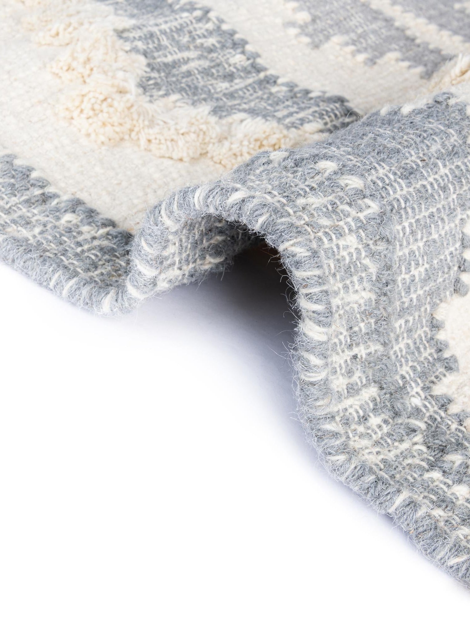Gray and White 2' 7 x 10' Mesa Runner Area Rug 100% Wool Geometric All Natural Carpet for Living, Dining, Office, Bedrooms, Dorms, Kitchens for Sale at Rug Engine