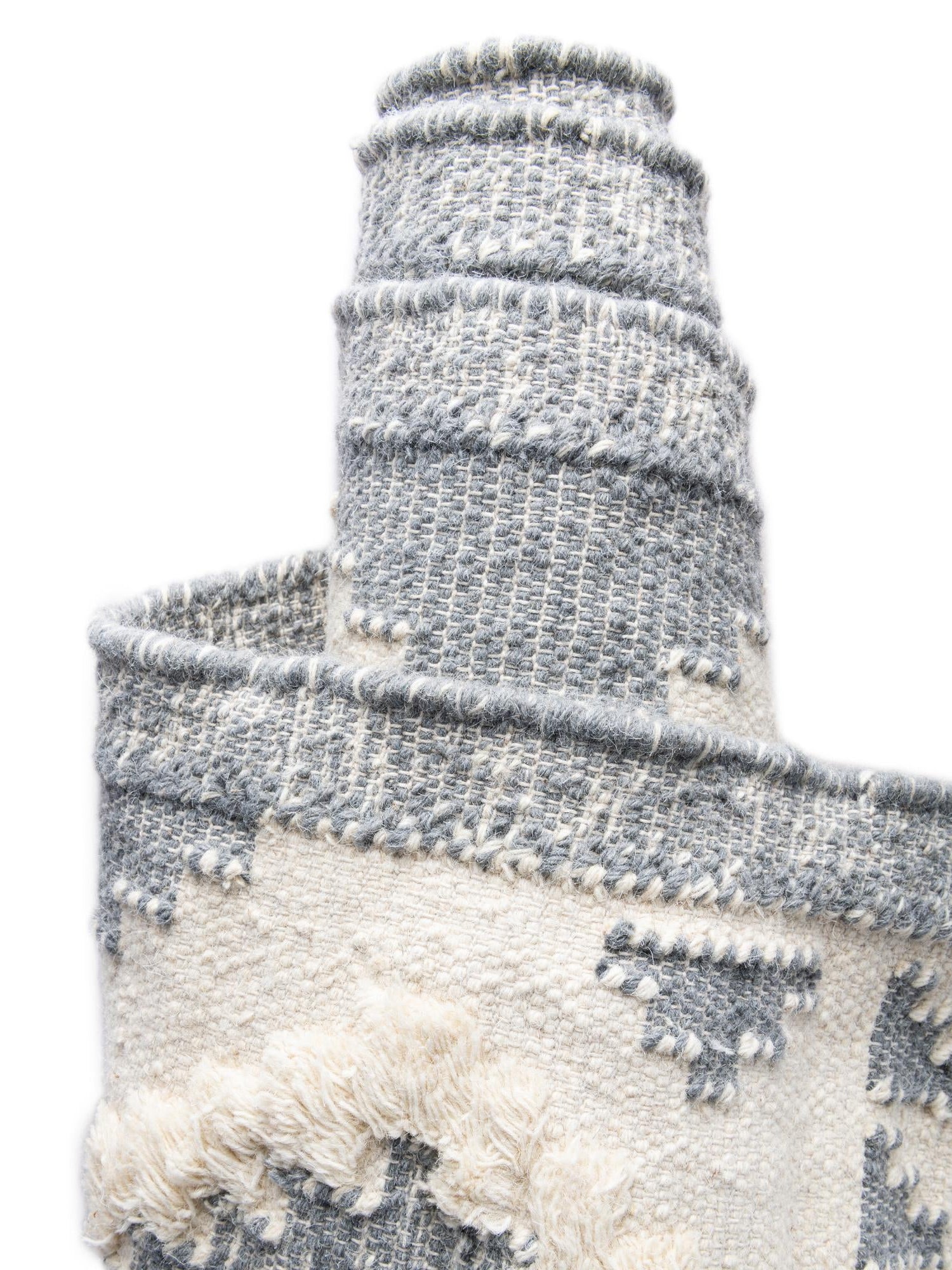 Gray and White 2' 7 x 10' Mesa Runner Area Rug 100% Wool Geometric All Natural Carpet for Living, Dining, Office, Bedrooms, Dorms, Kitchens for Sale at Rug Engine