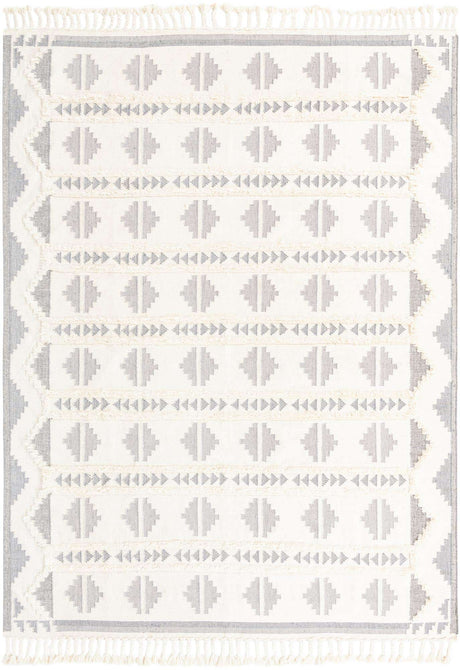 Gray and White 10' x 14' 1 Mesa Rectangle Area Rug 100% Wool Geometric All Natural Carpet for Living, Dining, Office, Bedrooms, Dorms, Kitchens for Sale at Rug Engine