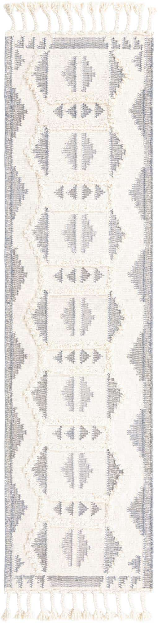 Gray and White 2' 7 x 10' Mesa Runner Area Rug 100% Wool Geometric All Natural Carpet for Living, Dining, Office, Bedrooms, Dorms, Kitchens for Sale at Rug Engine