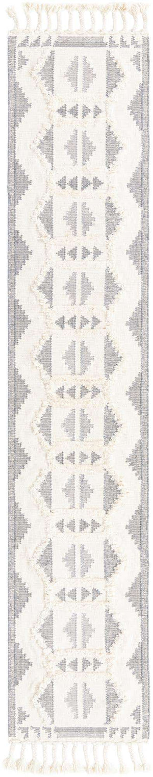 Gray and White 2' 7 x 13' 1 Mesa Runner Area Rug 100% Wool Geometric All Natural Carpet for Living, Dining, Office, Bedrooms, Dorms, Kitchens for Sale at Rug Engine