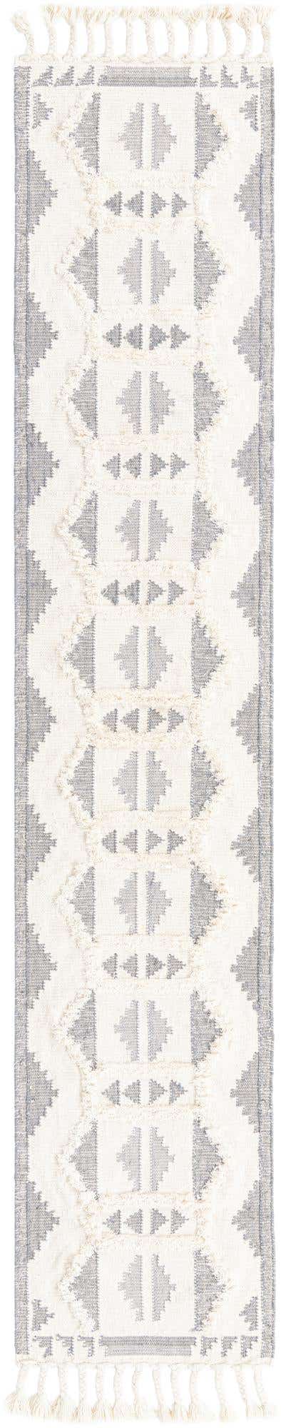 Gray and White 2' 7 x 13' 1 Mesa Runner Area Rug 100% Wool Geometric All Natural Carpet for Living, Dining, Office, Bedrooms, Dorms, Kitchens for Sale at Rug Engine