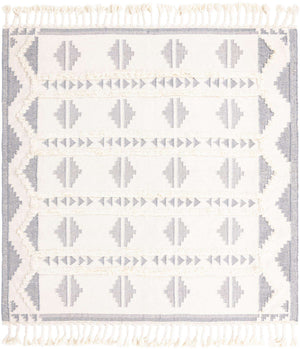 Gray and White 8' x 8' Mesa Square Area Rug 100% Wool Geometric All Natural Carpet for Living, Dining, Office, Bedrooms, Dorms, Kitchens for Sale at Rug Engine
