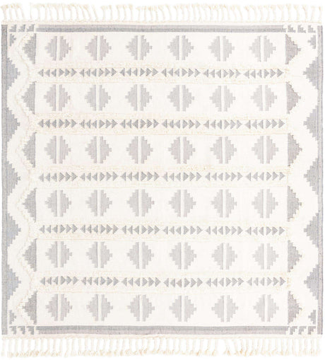 Gray and White 10' x 10' Mesa Square Area Rug 100% Wool Geometric All Natural Carpet for Living, Dining, Office, Bedrooms, Dorms, Kitchens for Sale at Rug Engine