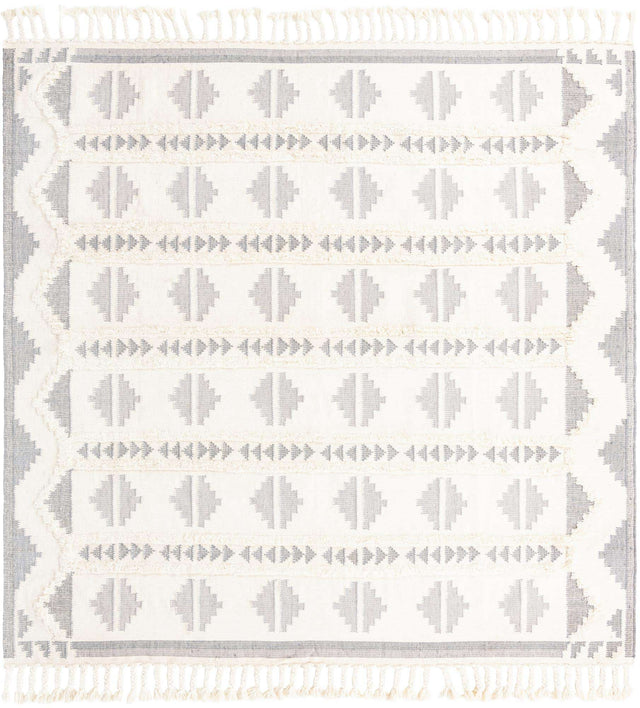 Gray and White 10' x 10' Mesa Square Area Rug 100% Wool Geometric All Natural Carpet for Living, Dining, Office, Bedrooms, Dorms, Kitchens for Sale at Rug Engine