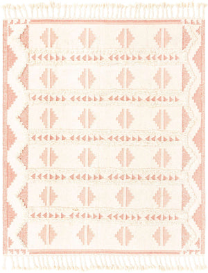 Pink and White 8' x 10' Mesa Rectangle Area Rug 100% Wool Geometric All Natural Carpet for Living, Dining, Office, Bedrooms, Dorms, Kitchens for Sale at Rug Engine