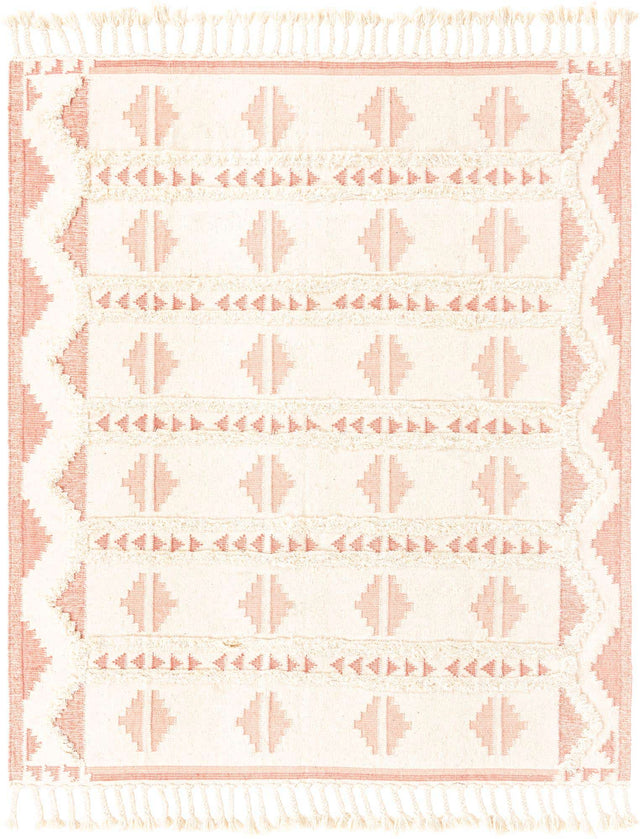 Pink and White 8' x 10' Mesa Rectangle Area Rug 100% Wool Geometric All Natural Carpet for Living, Dining, Office, Bedrooms, Dorms, Kitchens for Sale at Rug Engine