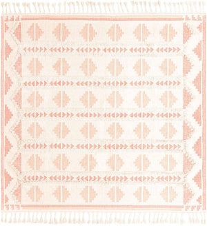 Pink and White 10' x 14' 1 Mesa Rectangle Area Rug 100% Wool Geometric All Natural Carpet for Living, Dining, Office, Bedrooms, Dorms, Kitchens for Sale at Rug Engine
