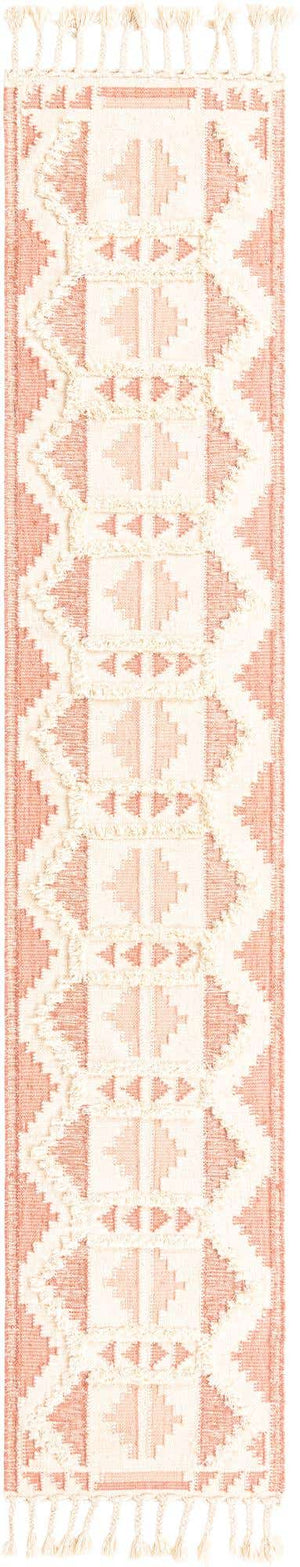 Pink and White 2' 7 x 13' 1 Mesa Runner Area Rug 100% Wool Geometric All Natural Carpet for Living, Dining, Office, Bedrooms, Dorms, Kitchens for Sale at Rug Engine