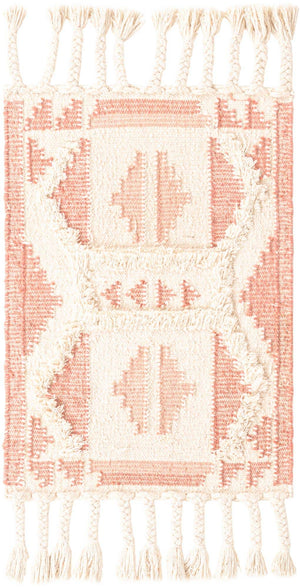 Pink and White 2' x 3' 1 Mesa Rectangle Area Rug 100% Wool Geometric All Natural Carpet for Living, Dining, Office, Bedrooms, Dorms, Kitchens for Sale at Rug Engine