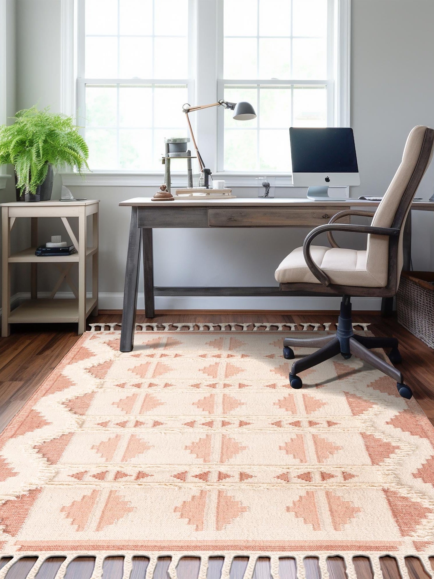 Pink and White 10' x 14' 1 Mesa Rectangle Area Rug 100% Wool Geometric All Natural Carpet for Living, Dining, Office, Bedrooms, Dorms, Kitchens for Sale at Rug Engine