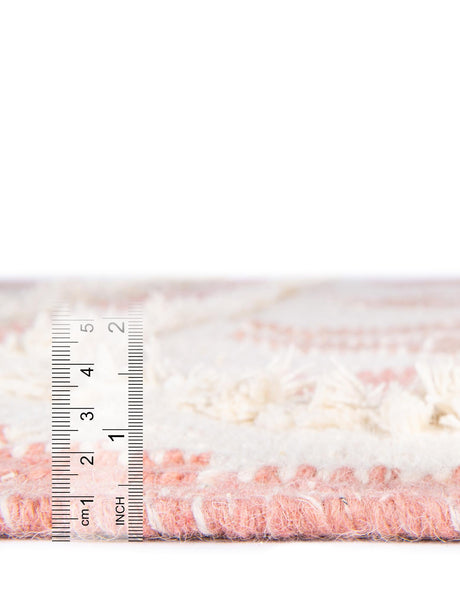 Pink and White 2' 2 x 8' 2 Mesa Runner Area Rug 100% Wool Geometric All Natural Carpet for Living, Dining, Office, Bedrooms, Dorms, Kitchens for Sale at Rug Engine