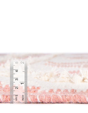 Pink and White 2' 2 x 6' 1 Mesa Runner Area Rug 100% Wool Geometric All Natural Carpet for Living, Dining, Office, Bedrooms, Dorms, Kitchens for Sale at Rug Engine