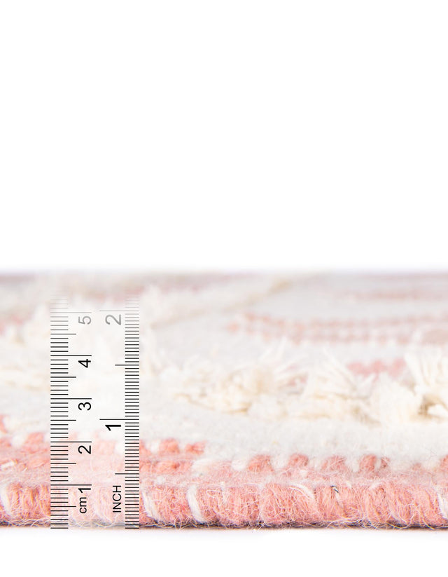 Pink and White 2' 7 x 13' 1 Mesa Runner Area Rug 100% Wool Geometric All Natural Carpet for Living, Dining, Office, Bedrooms, Dorms, Kitchens for Sale at Rug Engine