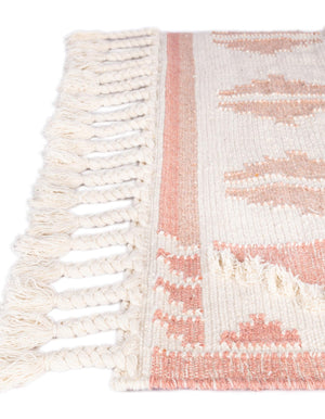 Pink and White 2' 2 x 6' 1 Mesa Runner Area Rug 100% Wool Geometric All Natural Carpet for Living, Dining, Office, Bedrooms, Dorms, Kitchens for Sale at Rug Engine