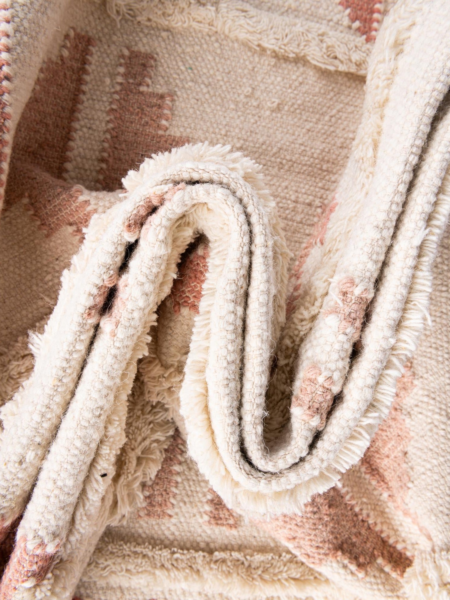 Pink and White 2' 2 x 8' 2 Mesa Runner Area Rug 100% Wool Geometric All Natural Carpet for Living, Dining, Office, Bedrooms, Dorms, Kitchens for Sale at Rug Engine
