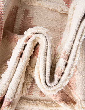 Pink and White 2' 2 x 5' 1 Mesa Runner Area Rug 100% Wool Geometric All Natural Carpet for Living, Dining, Office, Bedrooms, Dorms, Kitchens for Sale at Rug Engine