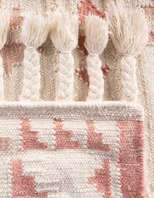 Pink and White 2' 2 x 5' 1 Mesa Runner Area Rug 100% Wool Geometric All Natural Carpet for Living, Dining, Office, Bedrooms, Dorms, Kitchens for Sale at Rug Engine