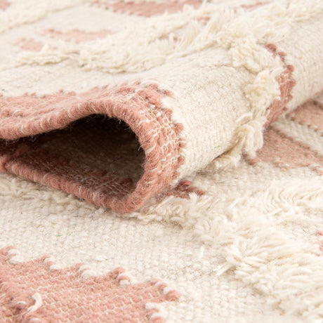 Pink and White 8' x 8' Mesa Square Area Rug 100% Wool Geometric All Natural Carpet for Living, Dining, Office, Bedrooms, Dorms, Kitchens for Sale at Rug Engine