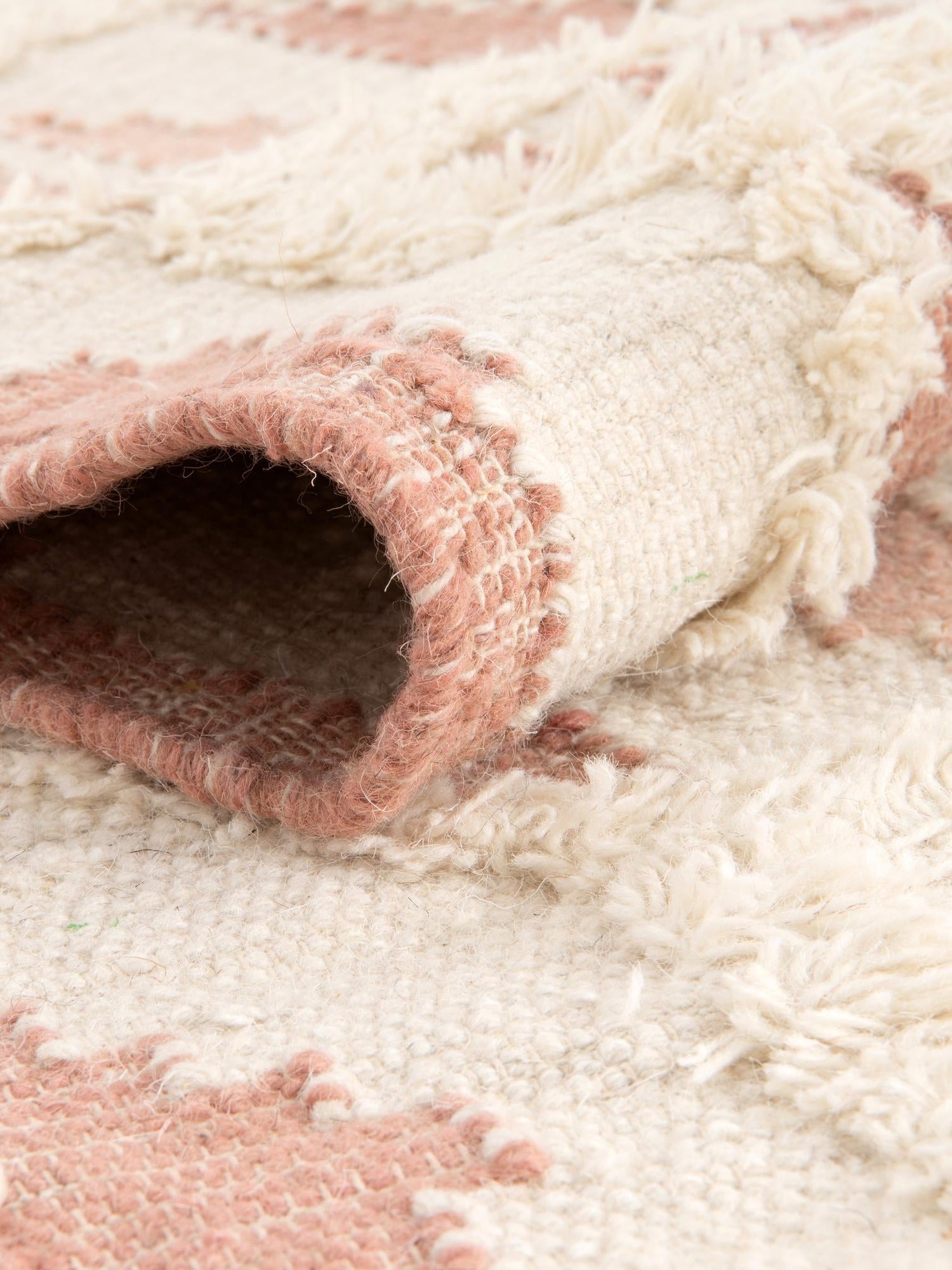 Pink and White 10' x 10' Mesa Square Area Rug 100% Wool Geometric All Natural Carpet for Living, Dining, Office, Bedrooms, Dorms, Kitchens for Sale at Rug Engine
