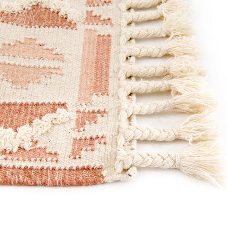 Pink and White 8' x 8' Mesa Square Area Rug 100% Wool Geometric All Natural Carpet for Living, Dining, Office, Bedrooms, Dorms, Kitchens for Sale at Rug Engine