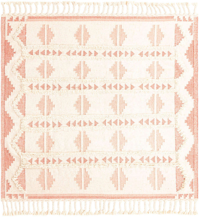 Pink and White 8' x 8' Mesa Square Area Rug 100% Wool Geometric All Natural Carpet for Living, Dining, Office, Bedrooms, Dorms, Kitchens for Sale at Rug Engine