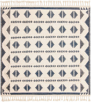 Navy Blue and White 10' x 10' Mesa Square Area Rug 100% Wool Geometric All Natural Carpet for Living, Dining, Office, Bedrooms, Dorms, Kitchens for Sale at Rug Engine