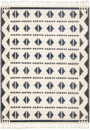 Navy Blue and White 10' x 14' 1 Mesa Rectangle Area Rug 100% Wool Geometric All Natural Carpet for Living, Dining, Office, Bedrooms, Dorms, Kitchens for Sale at Rug Engine