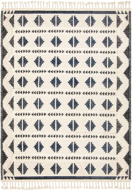 Navy Blue and White 10' x 14' 1 Mesa Rectangle Area Rug 100% Wool Geometric All Natural Carpet for Living, Dining, Office, Bedrooms, Dorms, Kitchens for Sale at Rug Engine