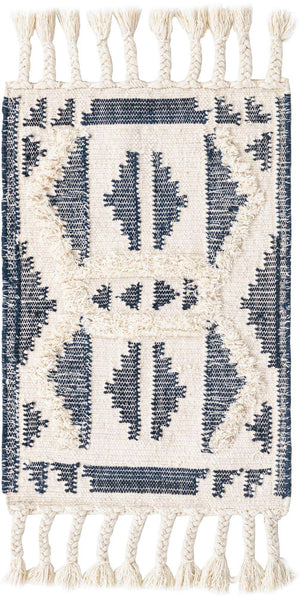 Navy Blue and White 2' x 3' 1 Mesa Rectangle Area Rug 100% Wool Geometric All Natural Carpet for Living, Dining, Office, Bedrooms, Dorms, Kitchens for Sale at Rug Engine
