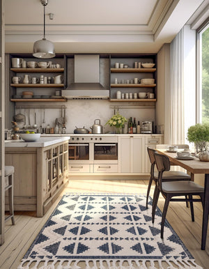 Navy Blue and White 2' x 3' 1 Mesa Rectangle Area Rug 100% Wool Geometric All Natural Carpet for Living, Dining, Office, Bedrooms, Dorms, Kitchens for Sale at Rug Engine