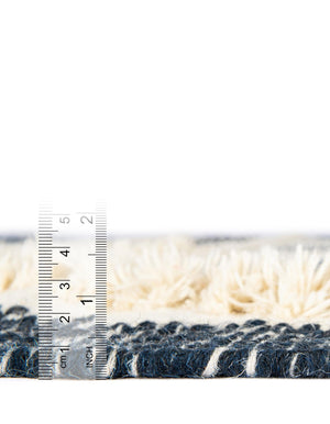 Navy Blue and White 2' 2 x 6' 1 Mesa Runner Area Rug 100% Wool Geometric All Natural Carpet for Living, Dining, Office, Bedrooms, Dorms, Kitchens for Sale at Rug Engine