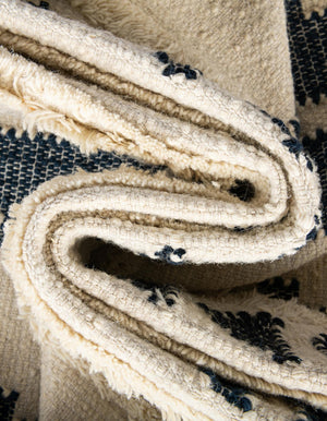 Navy Blue and White 2' 7 x 10' Mesa Runner Area Rug 100% Wool Geometric All Natural Carpet for Living, Dining, Office, Bedrooms, Dorms, Kitchens for Sale at Rug Engine