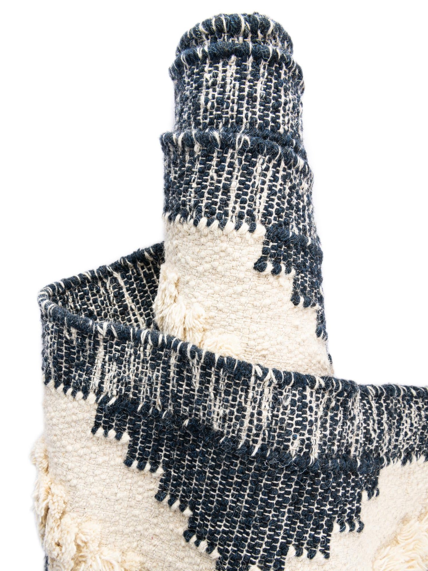 Navy Blue and White 2' 2 x 6' 1 Mesa Runner Area Rug 100% Wool Geometric All Natural Carpet for Living, Dining, Office, Bedrooms, Dorms, Kitchens for Sale at Rug Engine