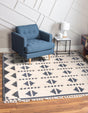 Navy Blue and White 8' x 8' Mesa Square Area Rug 100% Wool Geometric All Natural Carpet for Living, Dining, Office, Bedrooms, Dorms, Kitchens for Sale at Rug Engine